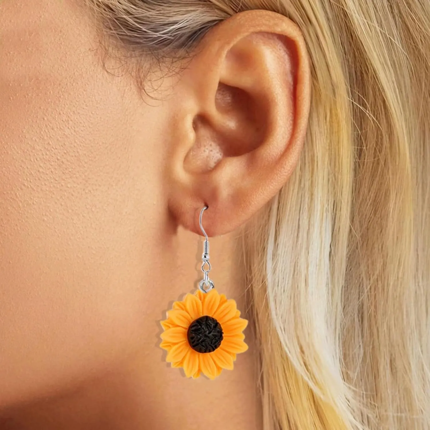 Sunflower Necklace Earrings Sets for Women Fashion Leaf Bohemian Daisy Flower Earring Handmade 3D Sunflower Earring Mother's Day Gifts