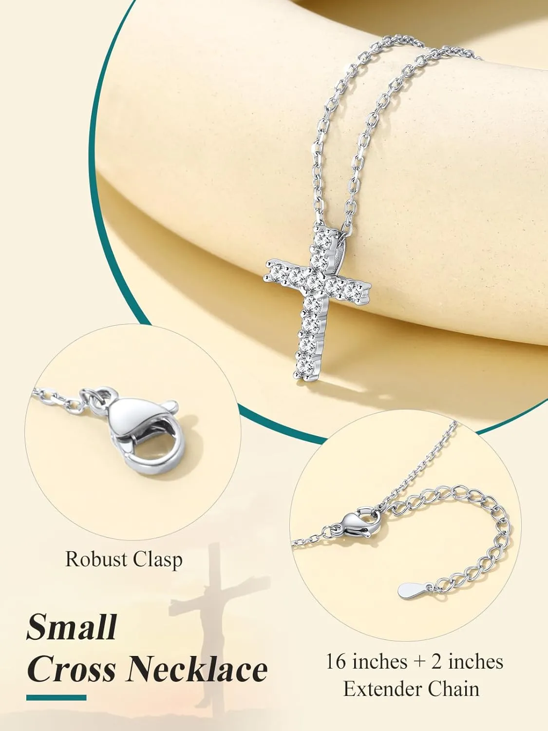 Supcare Dainty Cross Necklace with Messaged Card, Hypoallergenic Stainless Steel Crucifix Pendant with Adjustable Chain 16'' 2'', Trendy Women Christian Gifts to My Mom, Wife,Grandmother,Love