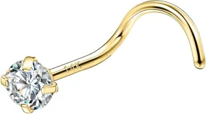 SYLWIA 14K Solid Gold Nose Studs Rings 20g 18g, Moissanite Corkscrew L Shaped Nose Rings, Hypoallergenic 18 20 Gauge Nose Ring Piercing for Women Wen Gifts - 2mm 2.5mm 3mm Moissanite