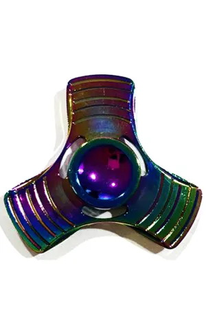 T01-13 Rainbow Metal Three Wings Fidget Spinner with Case