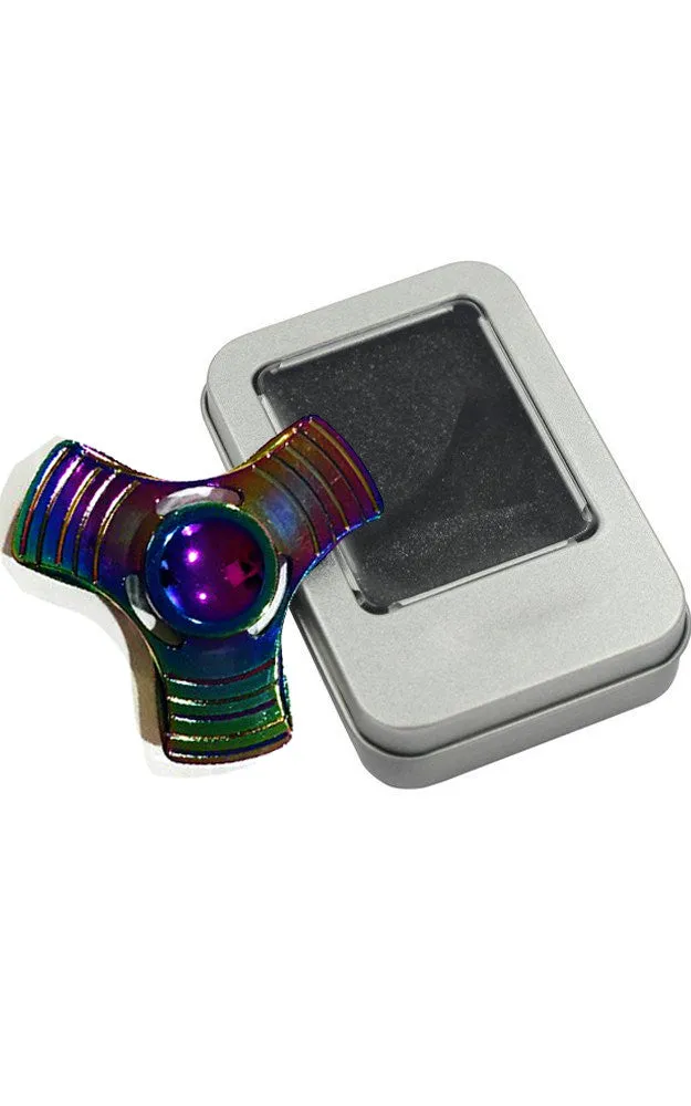 T01-13 Rainbow Metal Three Wings Fidget Spinner with Case