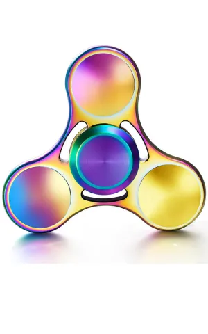 T01-22 Rainbow Metal Tri Wings Fidget Spinner with Case