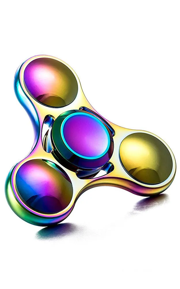 T01-22 Rainbow Metal Tri Wings Fidget Spinner with Case