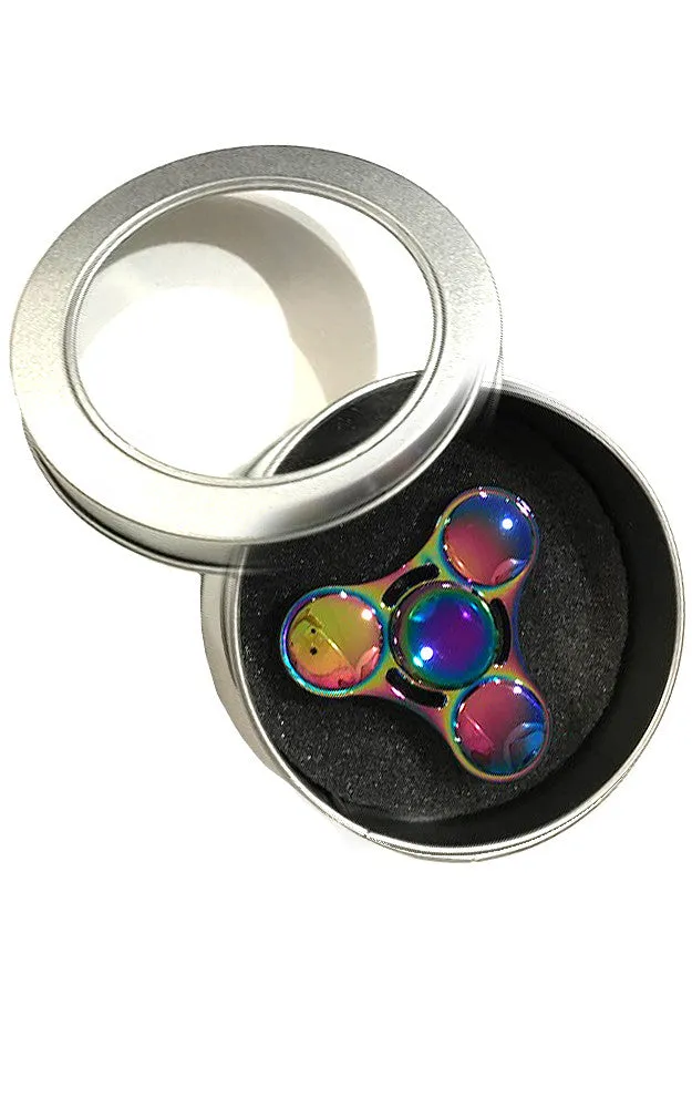 T01-22 Rainbow Metal Tri Wings Fidget Spinner with Case