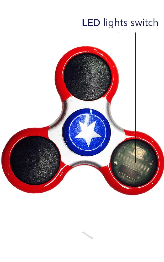 T01-41 Captain A LED Metal Fidget Spinner with Case