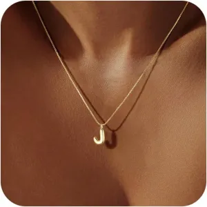 Tasiso Letter Necklace 14K Gold Plated Necklace Initial Necklaces for Women Cute Alphabet Pendant Personalized Jewelry Gift for Her