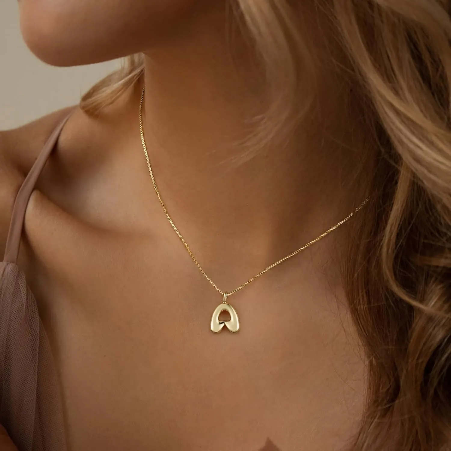 Tasiso Letter Necklace 14K Gold Plated Necklace Initial Necklaces for Women Cute Alphabet Pendant Personalized Jewelry Gift for Her