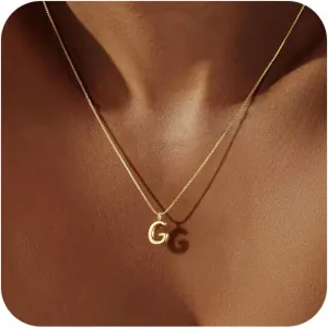 Tasiso Letter Necklace 14K Gold Plated Necklace Initial Necklaces for Women Cute Alphabet Pendant Personalized Jewelry Gift for Her