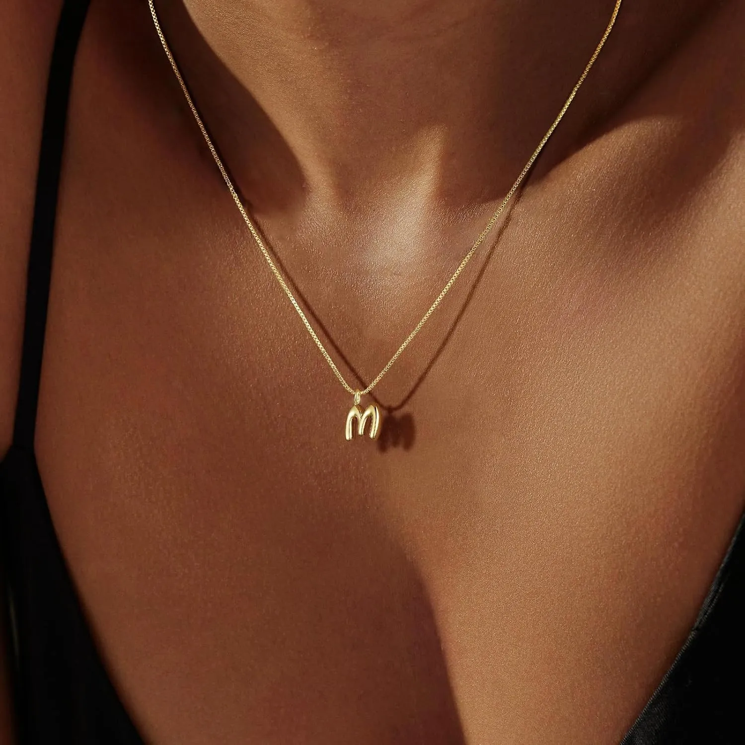 Tasiso Letter Necklace 14K Gold Plated Necklace Initial Necklaces for Women Cute Alphabet Pendant Personalized Jewelry Gift for Her