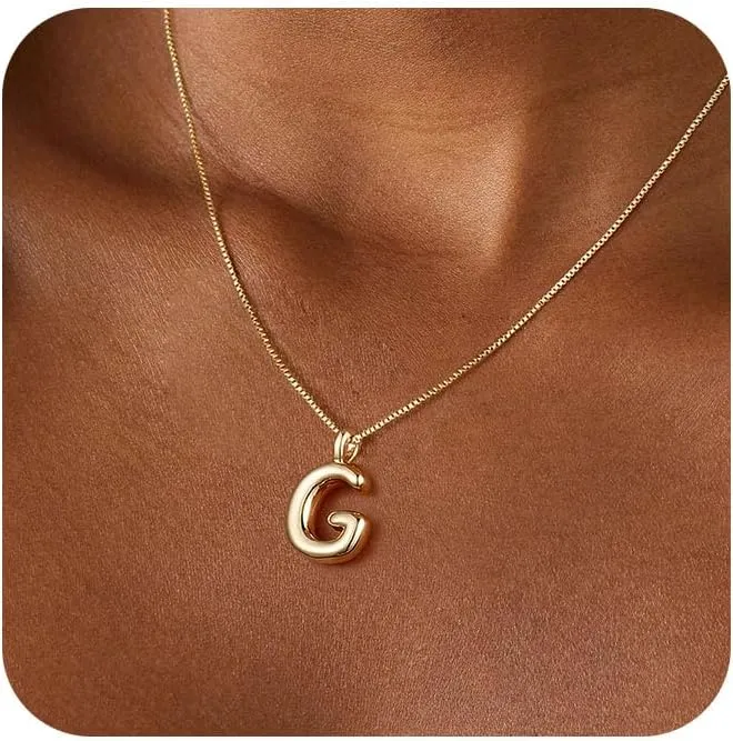 Tasiso Letter Necklace 14K Gold Plated Necklace Initial Necklaces for Women Cute Alphabet Pendant Personalized Jewelry Gift for Her