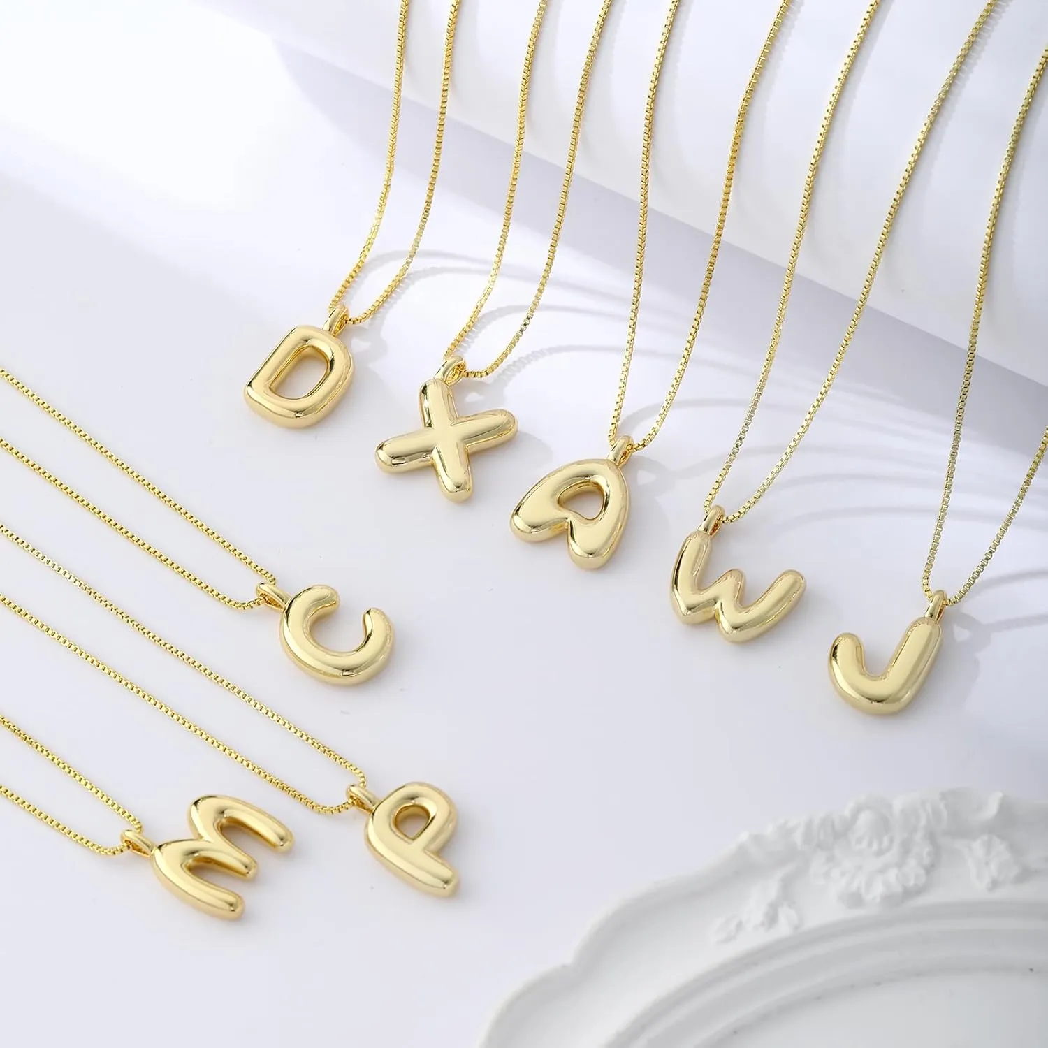 Tasiso Letter Necklace 14K Gold Plated Necklace Initial Necklaces for Women Cute Alphabet Pendant Personalized Jewelry Gift for Her