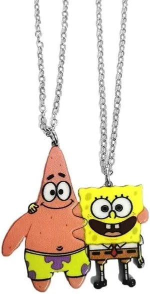 TCB Creations Sponge Cartoon Bob and Patrick BFF Puzzle Pieces Pendant Necklaces Set of 2