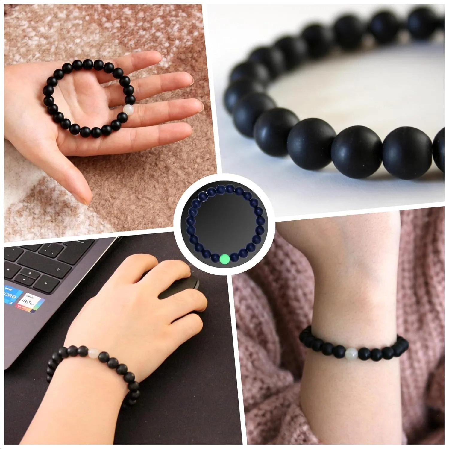 Teen Boys Gift Ideas Teenage Boys Gifts Men | Handmade Glow in The Dark Beaded Black Onyx Bracelets Mens Jewelry | Anniversary Birthday Easter Basket Stuffers Confirmation Son Gifts Christmas Stocking