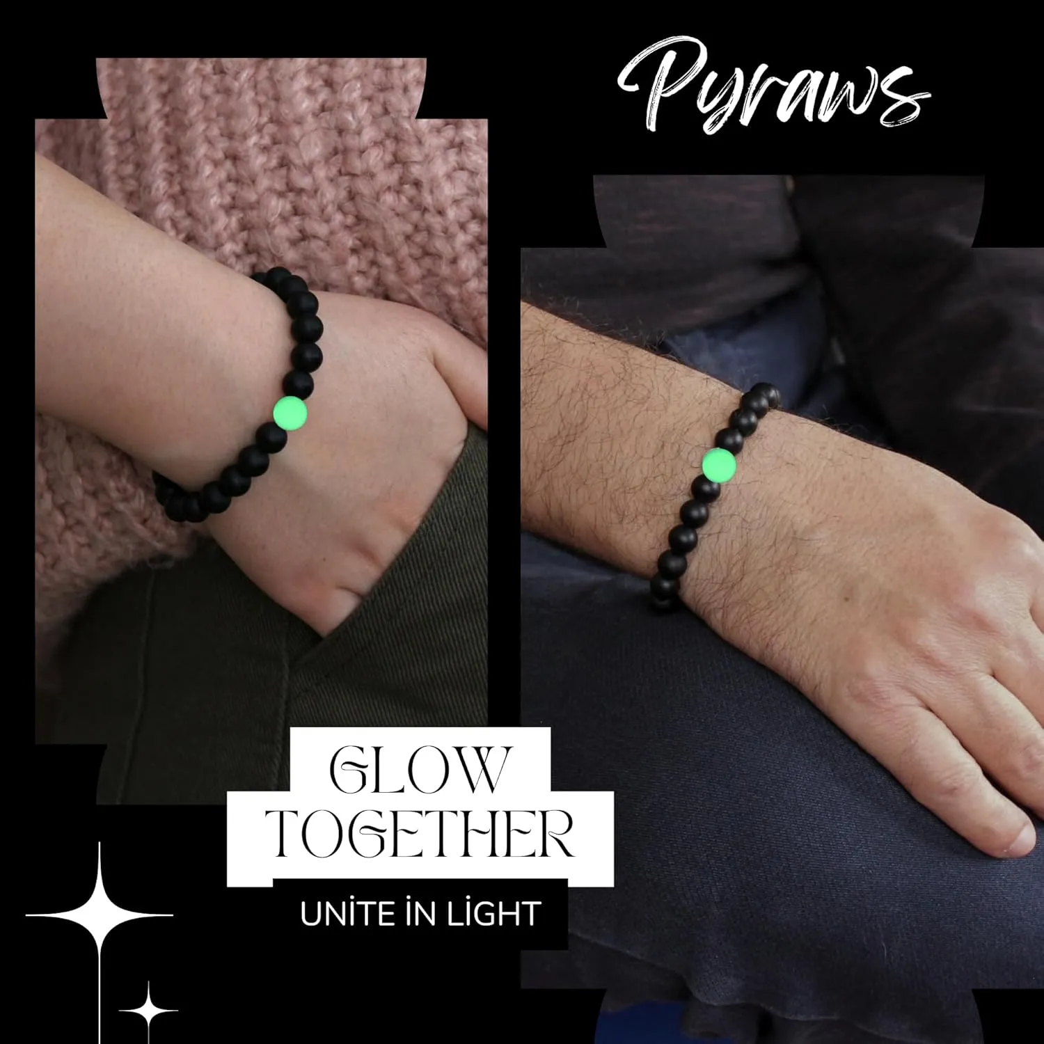Teen Boys Gift Ideas Teenage Boys Gifts Men | Handmade Glow in The Dark Beaded Black Onyx Bracelets Mens Jewelry | Anniversary Birthday Easter Basket Stuffers Confirmation Son Gifts Christmas Stocking