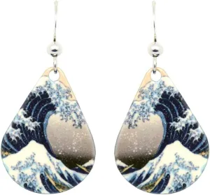 The Great Wave Hokusai Earrings by d'ears Non-Tarnish Sterling Silver French Hook Ear Wire