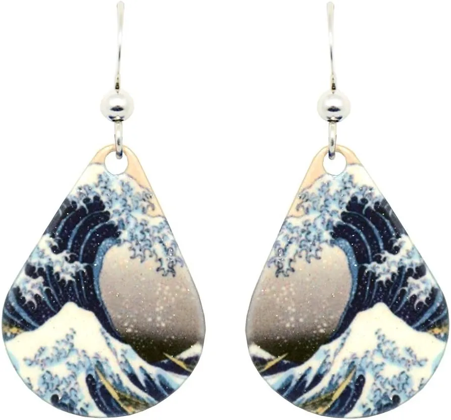 The Great Wave Hokusai Earrings by d'ears Non-Tarnish Sterling Silver French Hook Ear Wire