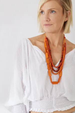 Timber Bead Necklace - Hanalei - Tangerine