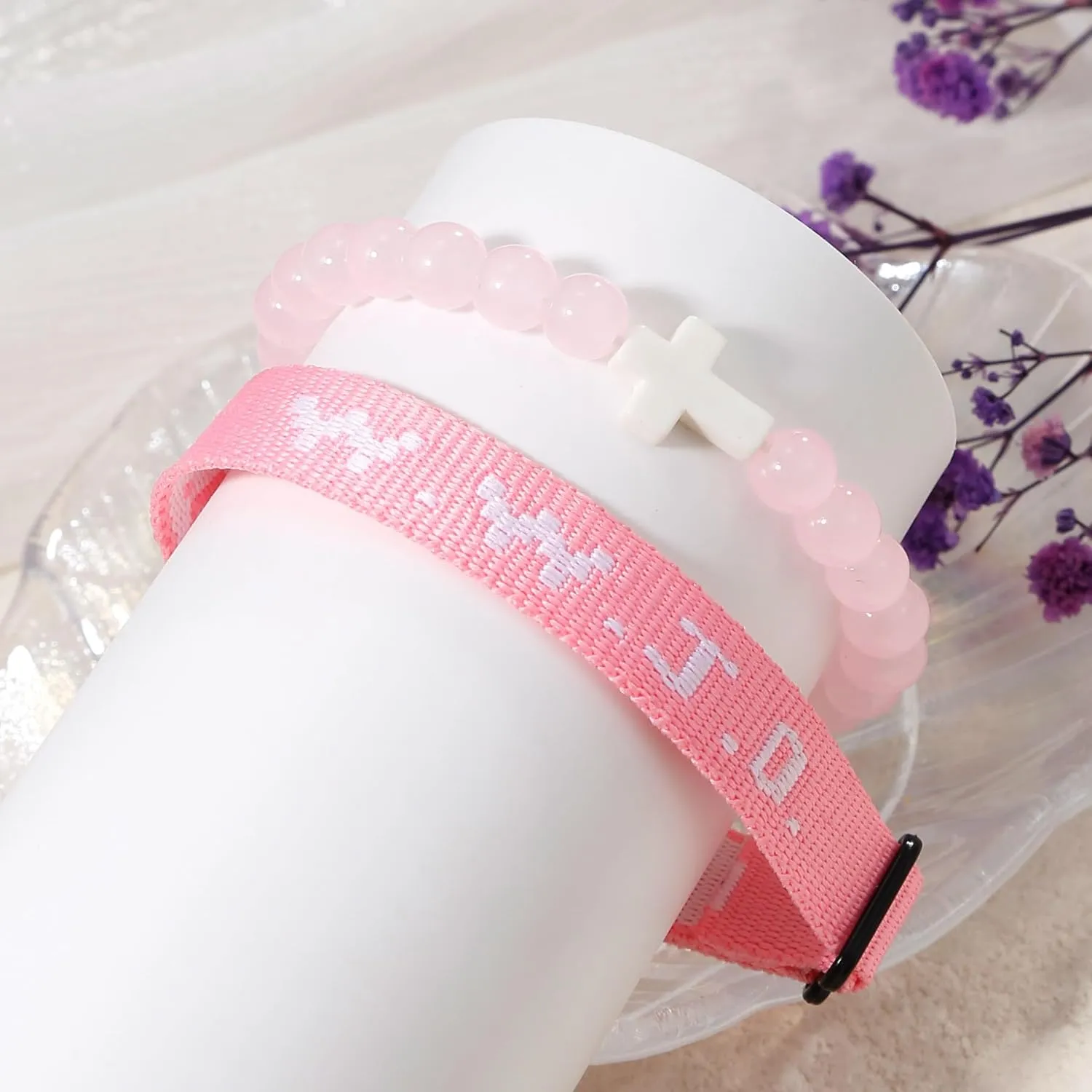 Todu Cross WWJD Bracelet What Would Jesus Do Colorful Letters Braided Rope Natural Healing Crystal Beads Wristband Bracelets Friendship Inspirational Religious Faith Christian Jewelry for Women Men