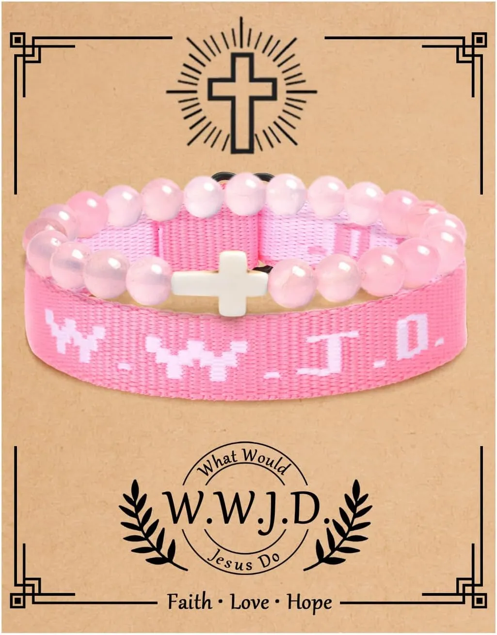 Todu Cross WWJD Bracelet What Would Jesus Do Colorful Letters Braided Rope Natural Healing Crystal Beads Wristband Bracelets Friendship Inspirational Religious Faith Christian Jewelry for Women Men