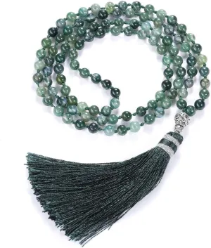 Top Plaza Womens 108 Mala Prayer Beads Wrap Necklace with Long Tassel Healing Crystal Stone Necklaces Yoga Meditation Reiki Quartz Jewelry