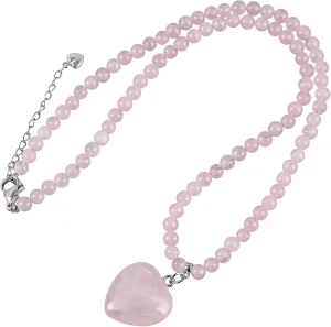 TUMBEELLUWA Crystal Puffy Heart Pendant Necklace for Women, Layered Beaded Stackable Bracelet Trendy Jewelry Love Gifts for Her
