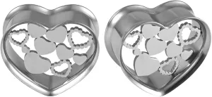 Tunnel Gauges, 2PCS Stainless Steel Ear Plugs Polished Hollow Heart Gauge Plugs Body Piercings Jewelry