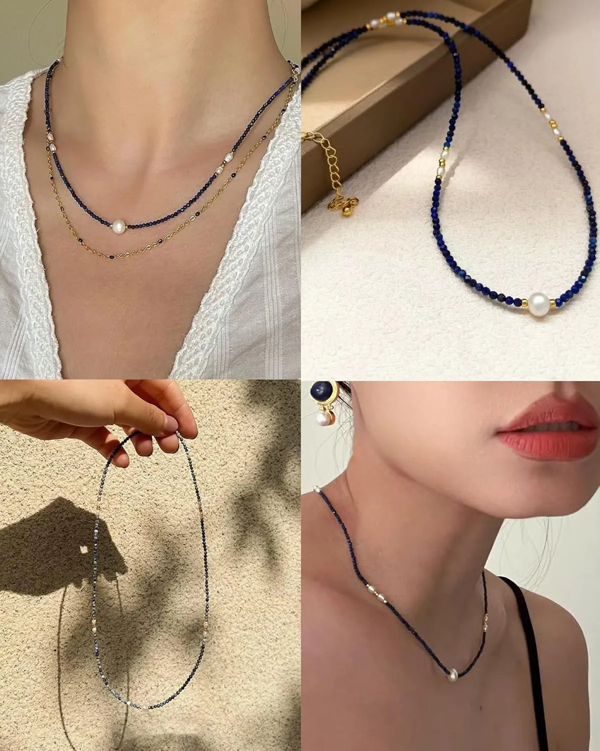 Turquoise Necklaces For Women Evil Eye Pendant Beaded Necklace 18K Gold Choker Green Boho Handmade Jewelry For Girls Mom Gifts