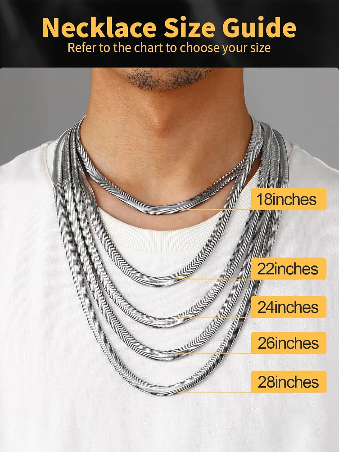 U7 Cuban Link Chain for Men Women, Circle Chain, Herringbone Snake Chain, Stainless Steel Gold Plated Fashion Chain Necklaces Length 18-30 Inch, Solid Heavy Chains, Width 9mm, 12mm, 15mm