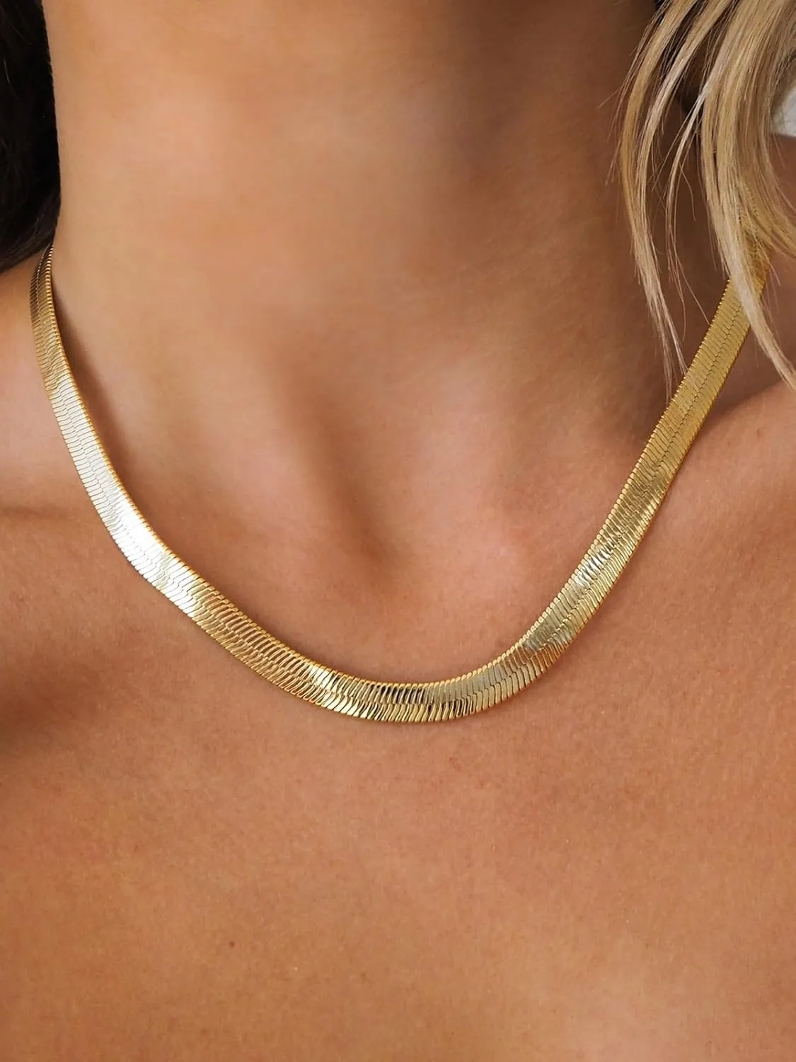 U7 Cuban Link Chain for Men Women, Circle Chain, Herringbone Snake Chain, Stainless Steel Gold Plated Fashion Chain Necklaces Length 18-30 Inch, Solid Heavy Chains, Width 9mm, 12mm, 15mm