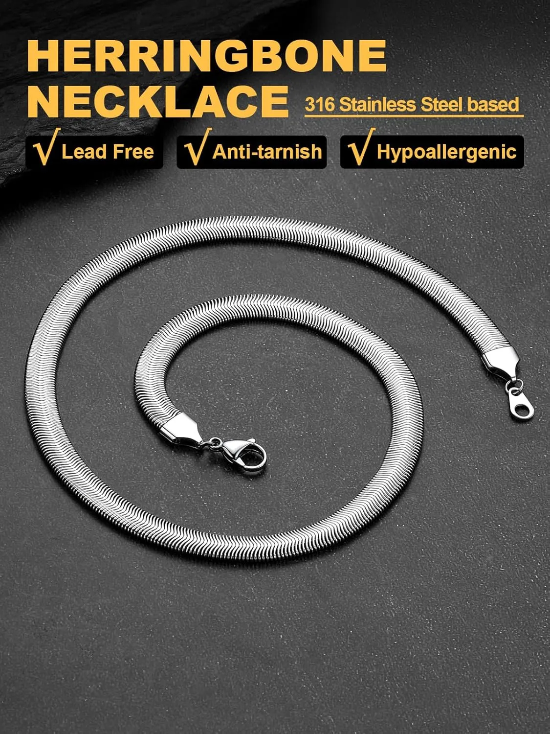 U7 Cuban Link Chain for Men Women, Circle Chain, Herringbone Snake Chain, Stainless Steel Gold Plated Fashion Chain Necklaces Length 18-30 Inch, Solid Heavy Chains, Width 9mm, 12mm, 15mm