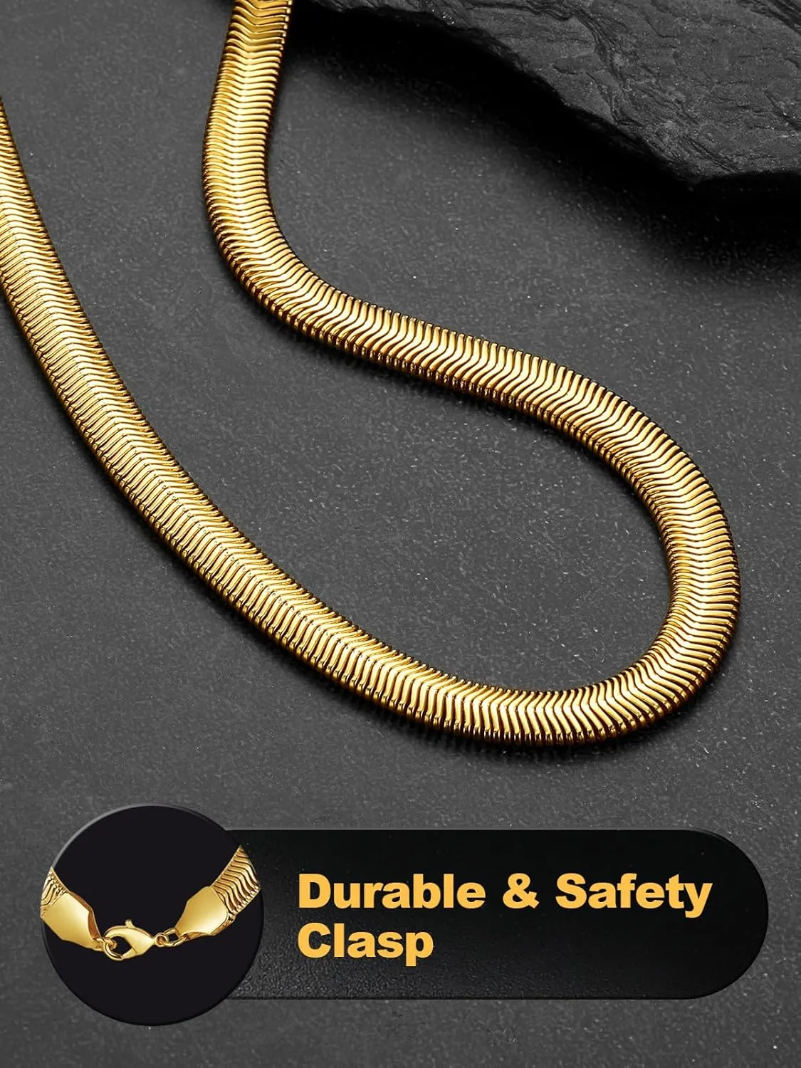 U7 Cuban Link Chain for Men Women, Circle Chain, Herringbone Snake Chain, Stainless Steel Gold Plated Fashion Chain Necklaces Length 18-30 Inch, Solid Heavy Chains, Width 9mm, 12mm, 15mm