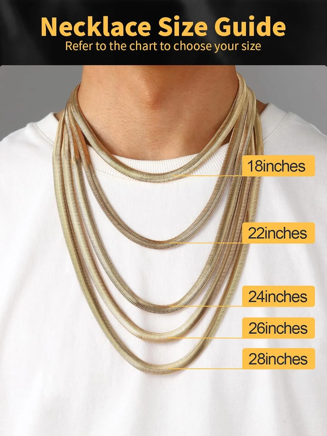 U7 Cuban Link Chain for Men Women, Circle Chain, Herringbone Snake Chain, Stainless Steel Gold Plated Fashion Chain Necklaces Length 18-30 Inch, Solid Heavy Chains, Width 9mm, 12mm, 15mm