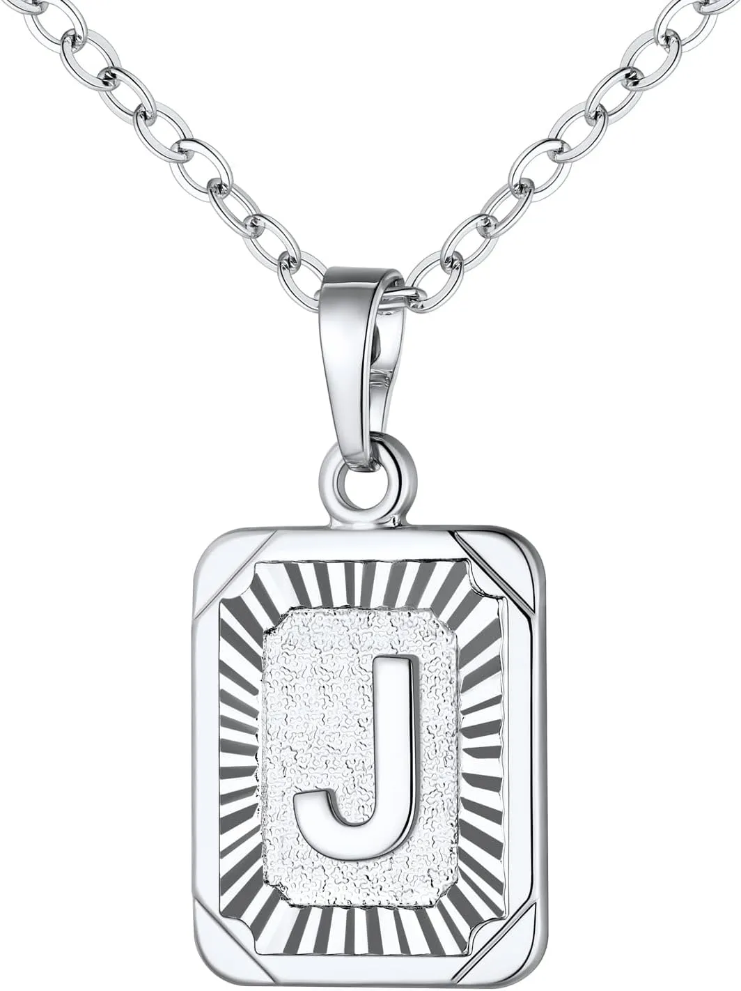 U7 Monogram Necklace A-Z 26 Letters Pendants 18K Gold/Platinum Plated Square Capital Initial Necklaces for Women Men, Resizable Chain 20"-22"