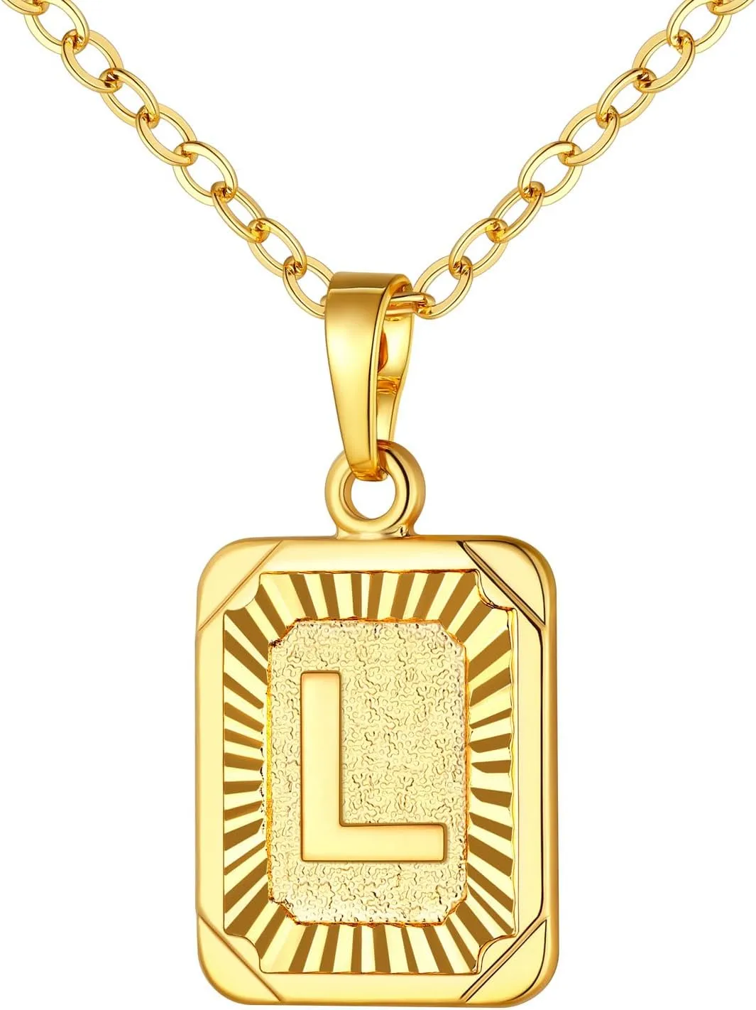 U7 Monogram Necklace A-Z 26 Letters Pendants 18K Gold/Platinum Plated Square Capital Initial Necklaces for Women Men, Resizable Chain 20"-22"