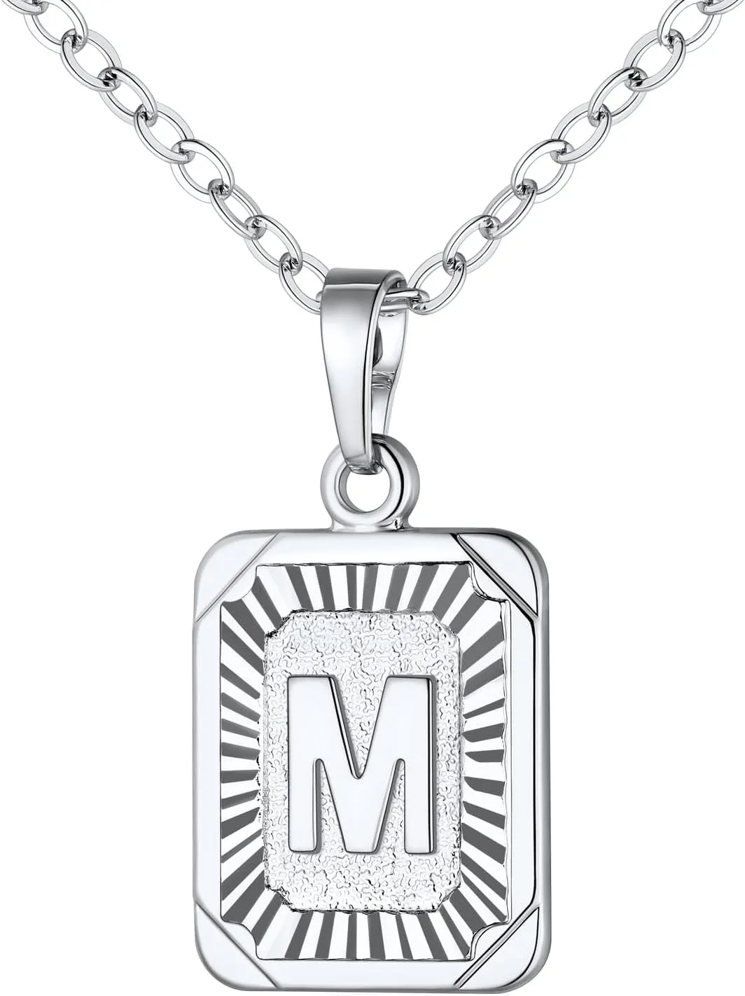 U7 Monogram Necklace A-Z 26 Letters Pendants 18K Gold/Platinum Plated Square Capital Initial Necklaces for Women Men, Resizable Chain 20"-22"
