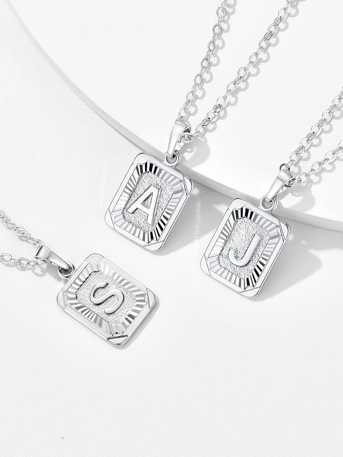 U7 Monogram Necklace A-Z 26 Letters Pendants 18K Gold/Platinum Plated Square Capital Initial Necklaces for Women Men, Resizable Chain 20"-22"