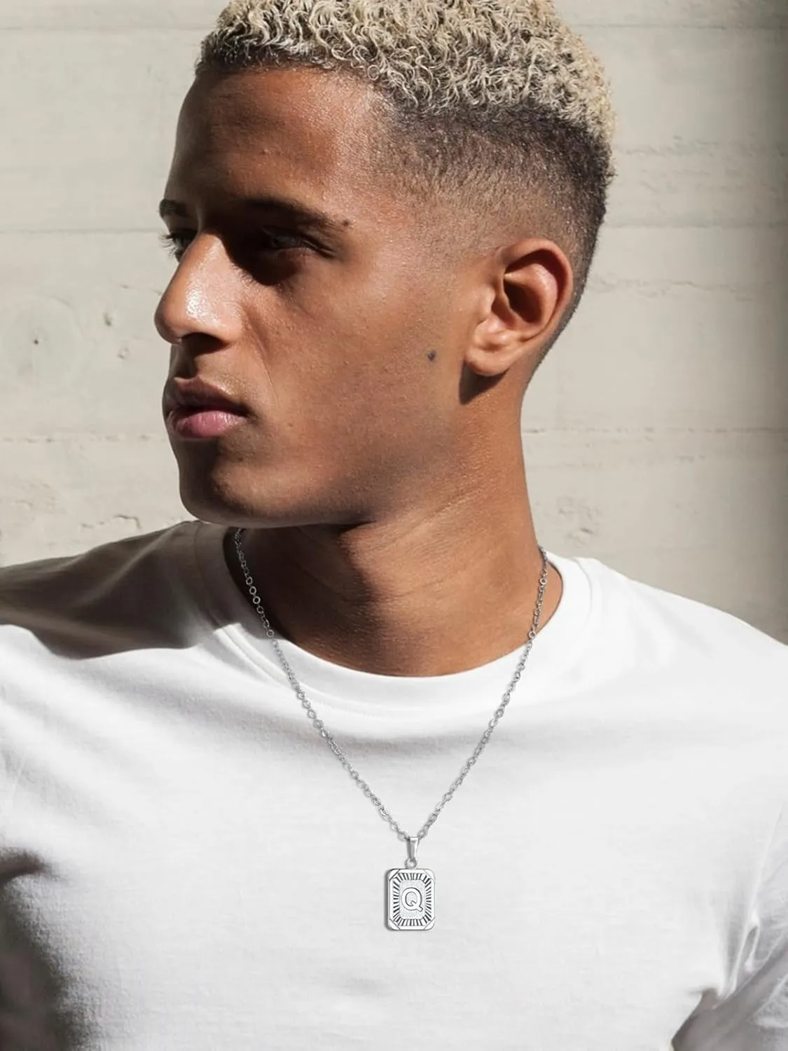 U7 Monogram Necklace A-Z 26 Letters Pendants 18K Gold/Platinum Plated Square Capital Initial Necklaces for Women Men, Resizable Chain 20"-22"