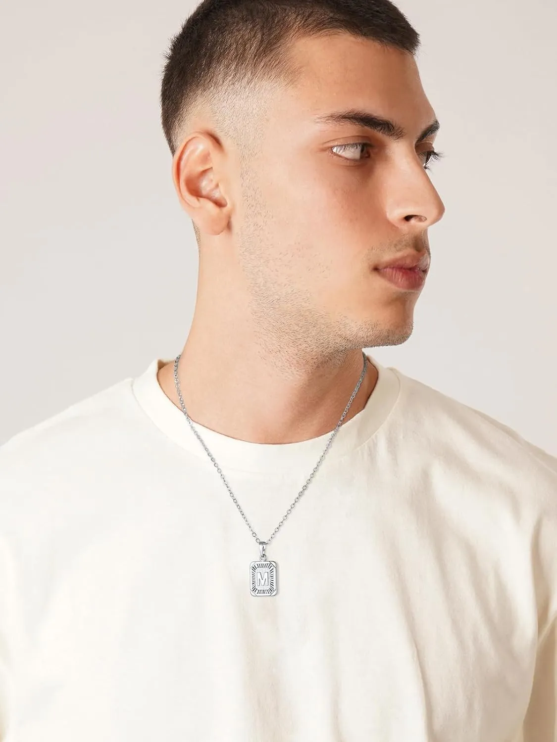 U7 Monogram Necklace A-Z 26 Letters Pendants 18K Gold/Platinum Plated Square Capital Initial Necklaces for Women Men, Resizable Chain 20"-22"