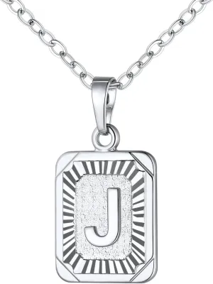 U7 Monogram Necklace A-Z 26 Letters Pendants 18K Gold/Platinum Plated Square Capital Initial Necklaces for Women Men, Resizable Chain 20"-22"