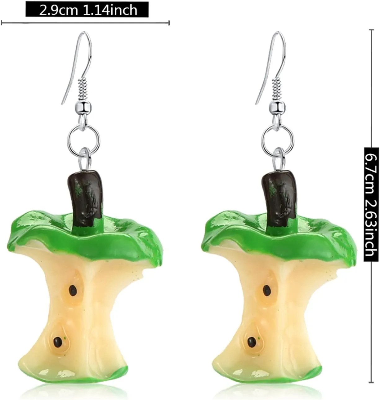 Unique Cute Fun Handmade Big 3D Lifelike Simulation Red Apple Earrings Heart Resin Half Bitten Apple Fruits Dangle Earrings for Women Statement Jewelry
