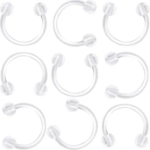 Unisex Anti-Allergy Plastic Hoop Ear Retainers, Clear Nose Studs Rings with Screw Ball Backs, for Sensitive Ears & Skin