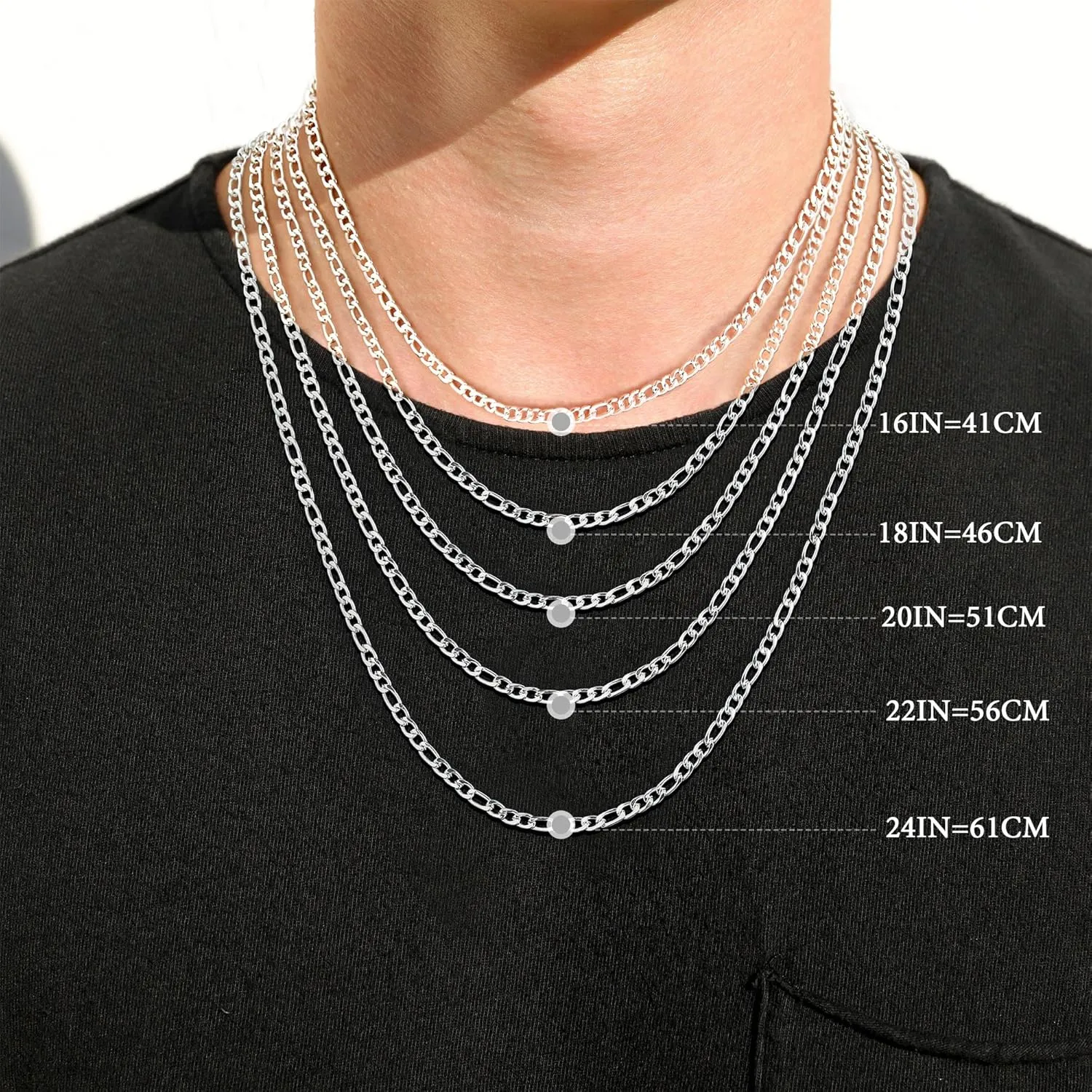 Ursteel 925 Sterling Silver Cross Necklace for Men Women - 18K White Gold Plated Stainless Steel Diamond Cut Silver Chain Cross Necklace Cross Jewelry 16-24 Inches