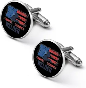 U.S.A. Flag Welder Fashion Cufflinks For Men Alloy Tuxedo Shirt Cuff Links For Business Wedding Party 2.0cm