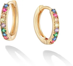 VACRONA Gold Hoop Earrings Huggie for Women Cubic Zirconia 14k Gold Plated Small Huggie Hoops Earrings Hypoallergenic Jewelry Gifts