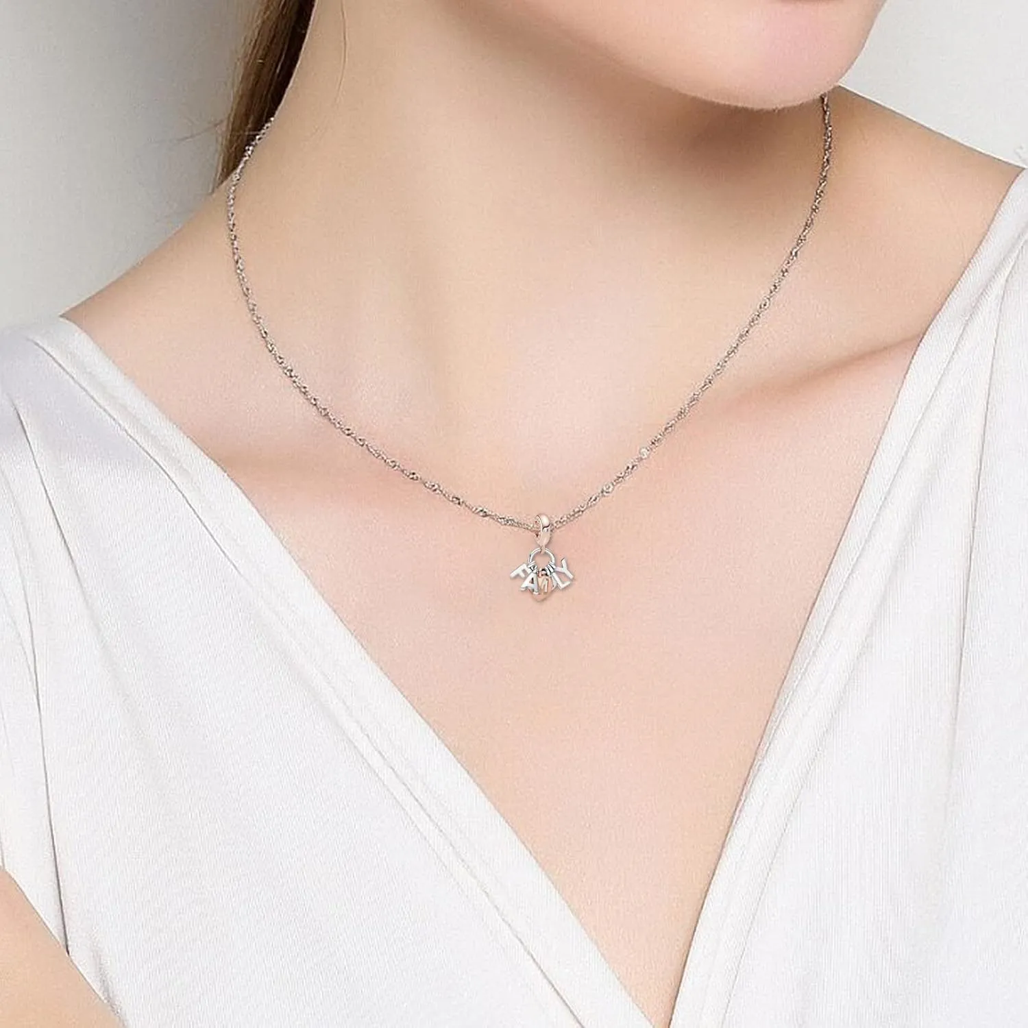 VALGACLS 925 Sterling Silver Family Love Mom Mouse Heart Charms for Bracelets Necklace Valentine's Day Mother's Day Jewelry Charm for Women