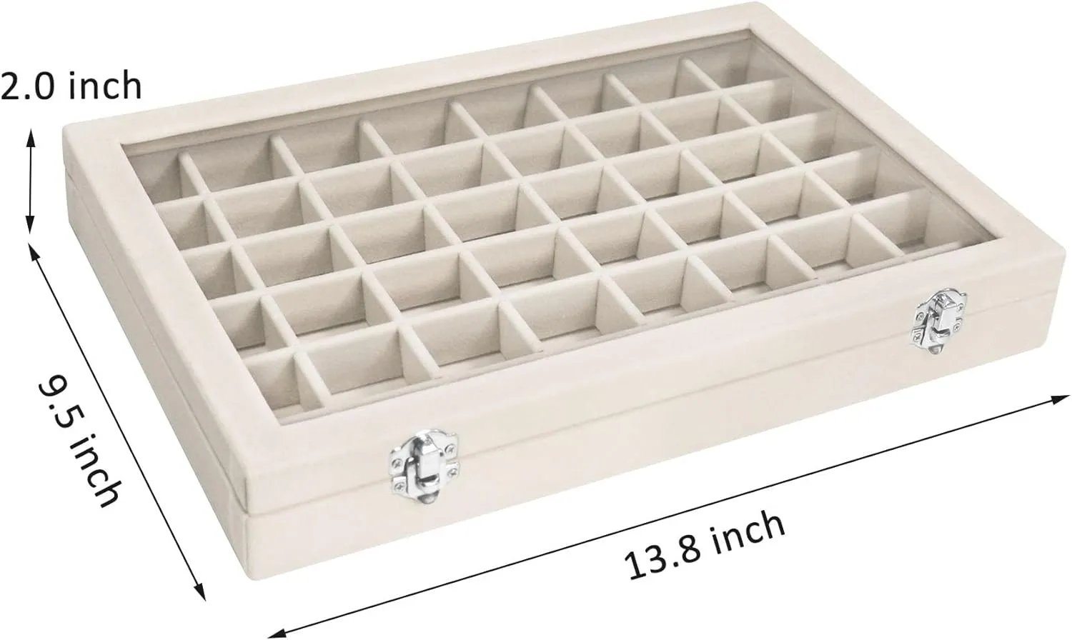 Velvet Jewelry Tray 48 Compartments Jewelry Display Organizer with Transparent Cover Rings, Earrings, Necklaces, Pendants Storage Box for Girls, Wives, Mothers, Women