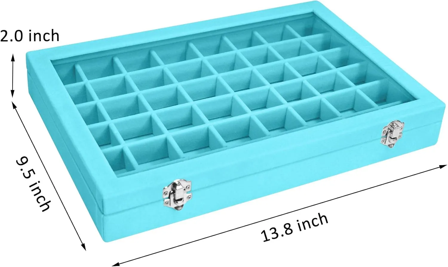 Velvet Jewelry Tray 48 Compartments Jewelry Display Organizer with Transparent Cover Rings, Earrings, Necklaces, Pendants Storage Box for Girls, Wives, Mothers, Women