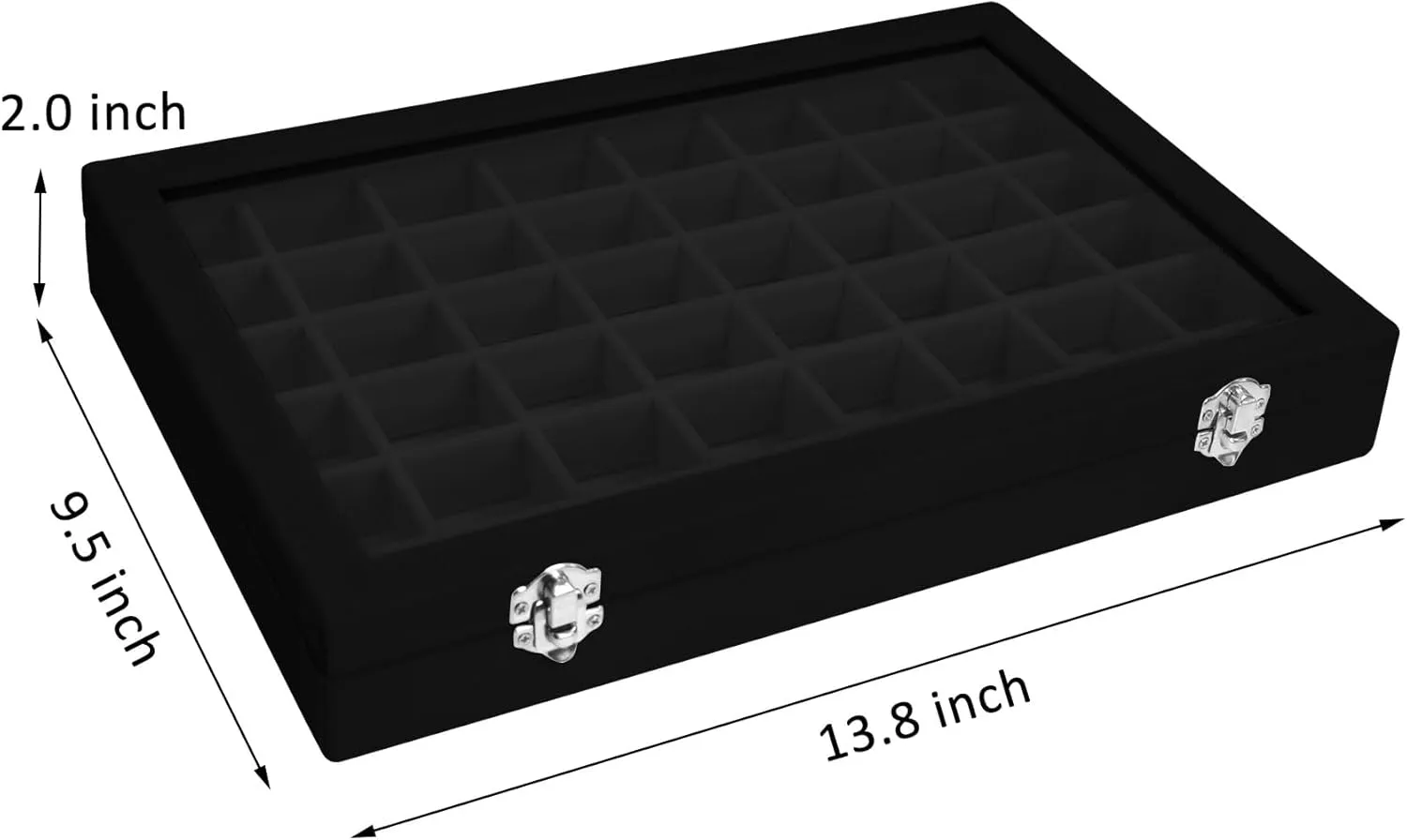 Velvet Jewelry Tray 48 Compartments Jewelry Display Organizer with Transparent Cover Rings, Earrings, Necklaces, Pendants Storage Box for Girls, Wives, Mothers, Women