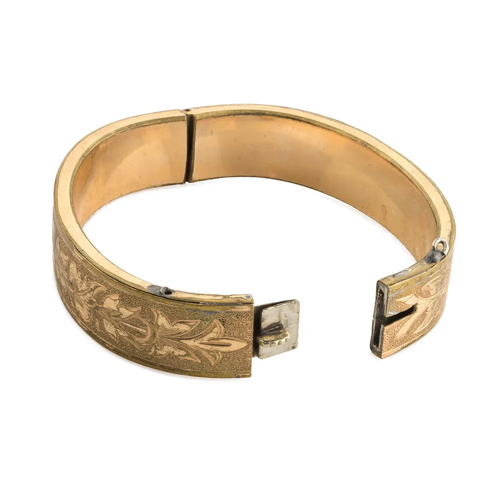 Victorian gold-washed engraved Greek revival bangle. brvc357