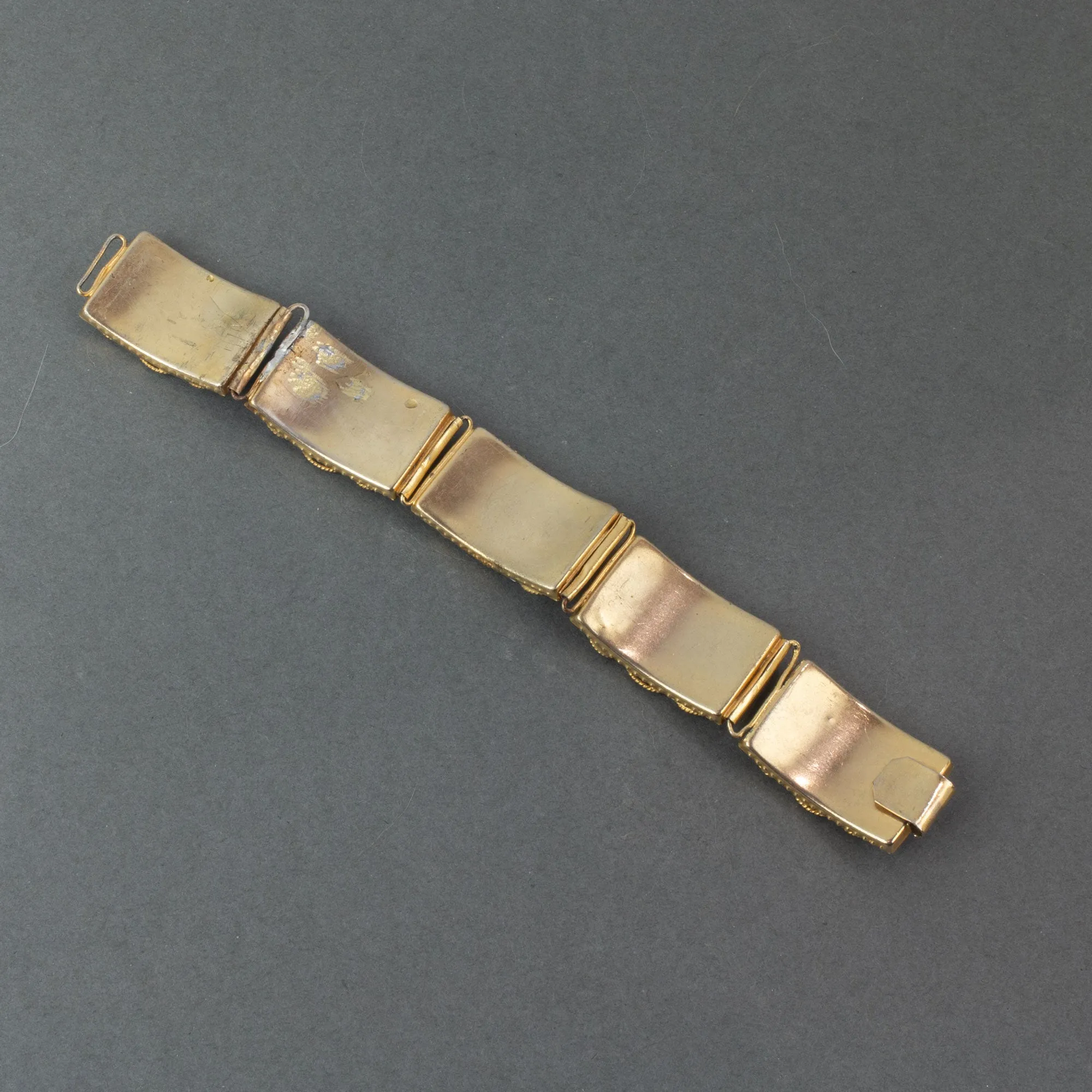 Vintage Italian Micro Mosaic floral link bracelet.  c. 1920s-1930s.  brbg923